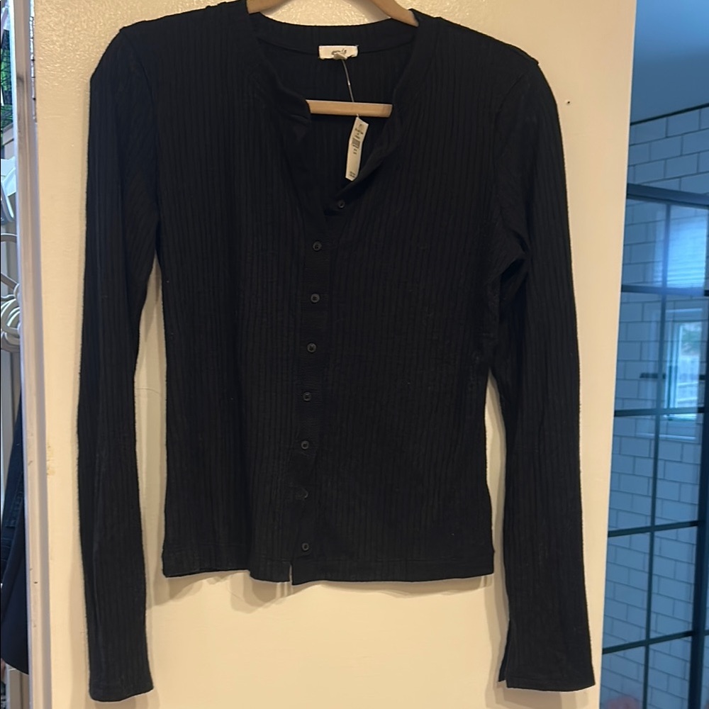 Black Button-Up Women's Top